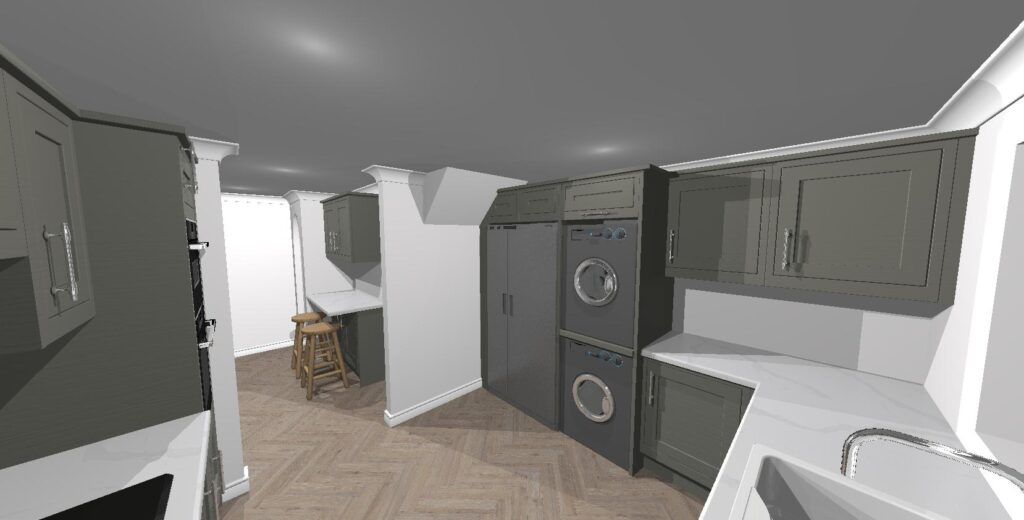 3D Render of a bespoke kitchen design in Mansfield