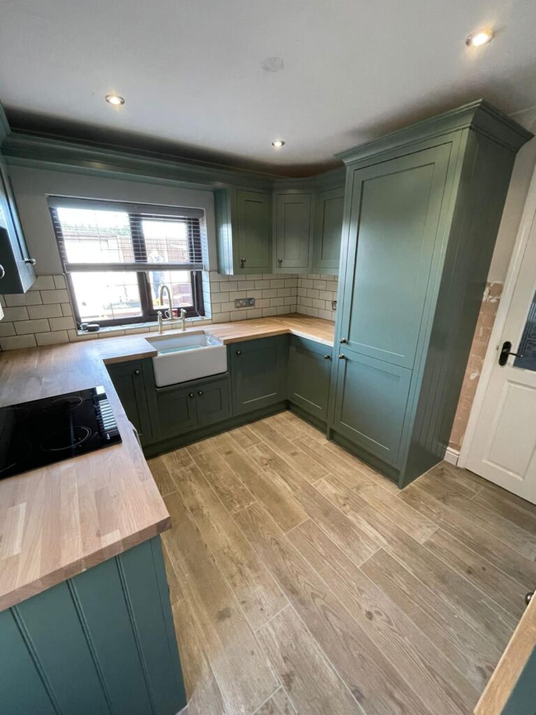 Handcrafted kitchen with solid wood worktop in Mansfield